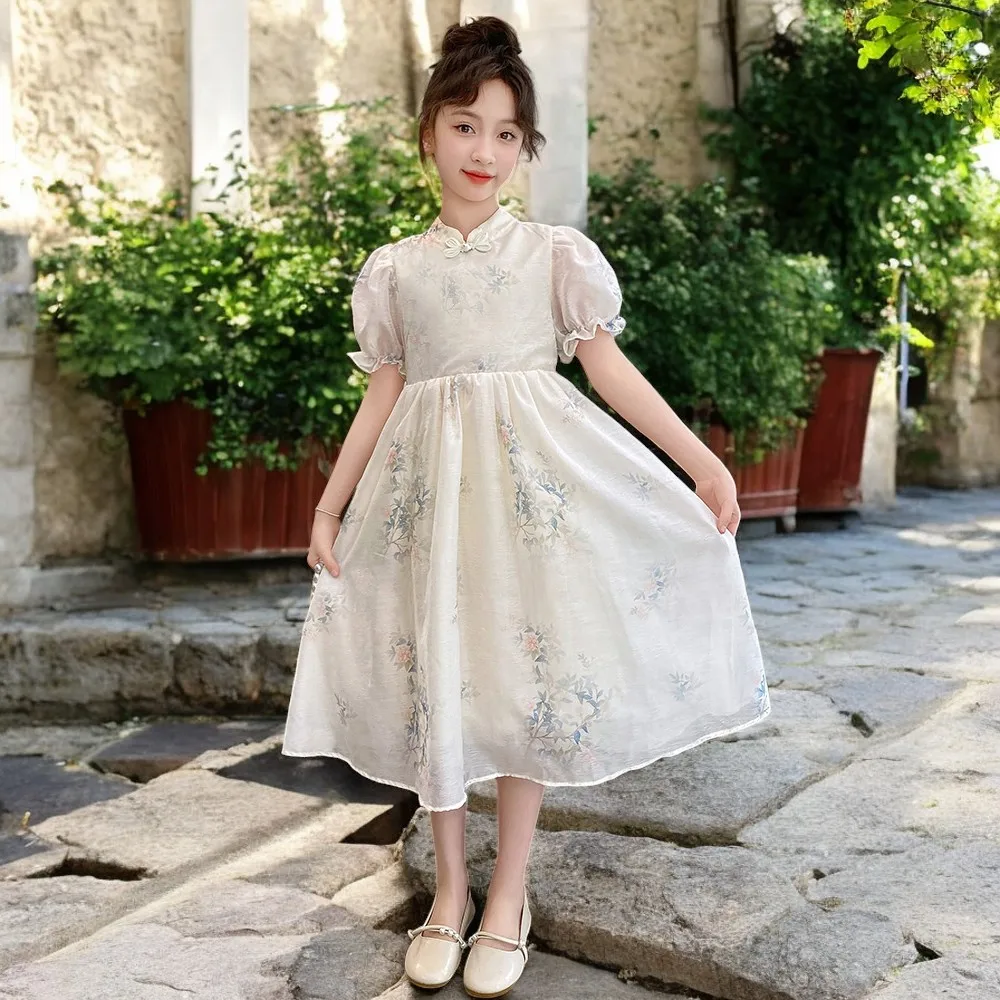 Cute Baby Girls Floral Dresses Kids Outfits Party Summer Cotton Short Sleeve Wedding Princess Costumes 5 6 7 8 9 10 12 13 Years