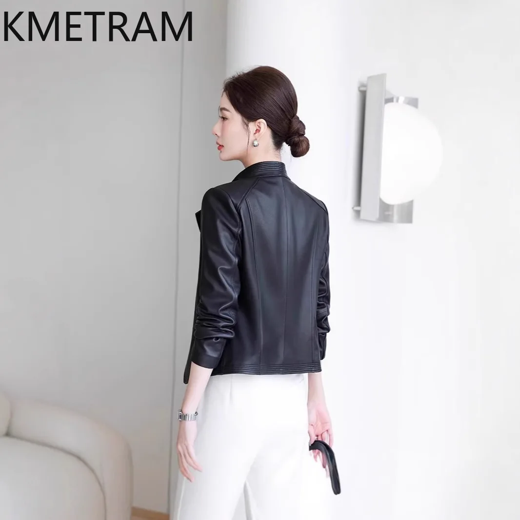 100% giacca di pelle di pecora donna nera corta moto giacche in vera pelle donna novità in capispalla vestiti autunnali 2025 дубл onderка