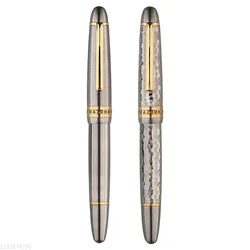 MAJOHN Titanium Alloy Piston Fountain Pen, Nib para Caligrafia, Gold and Silver Blade, Escrita de Luxo, Presentes de Escritório, Tamanho Grande, Ti-P136, Novo