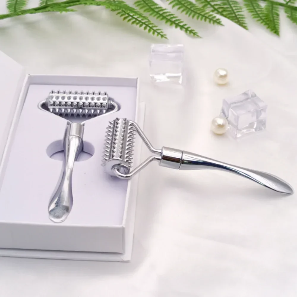 Stainless Steel Tip Roller Shovel Massager Rolling Stone Face Roller Massager Improves Neck Facial Beauty Skin Care Tools
