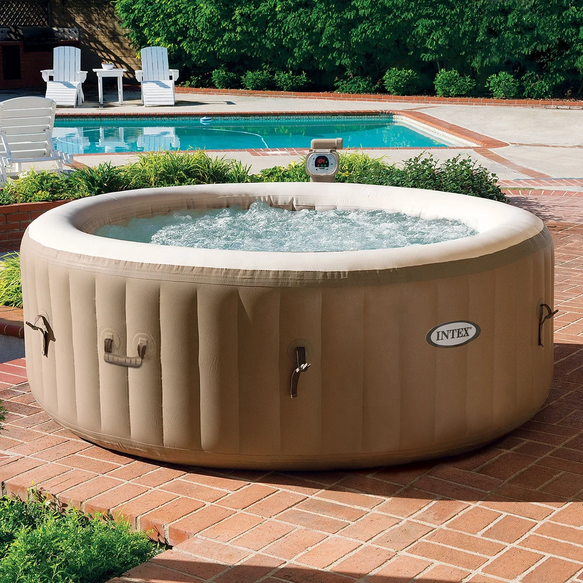 

28404 Inflatable Hot Tub outdoor swimming pool heat pump purespa bubble massage set