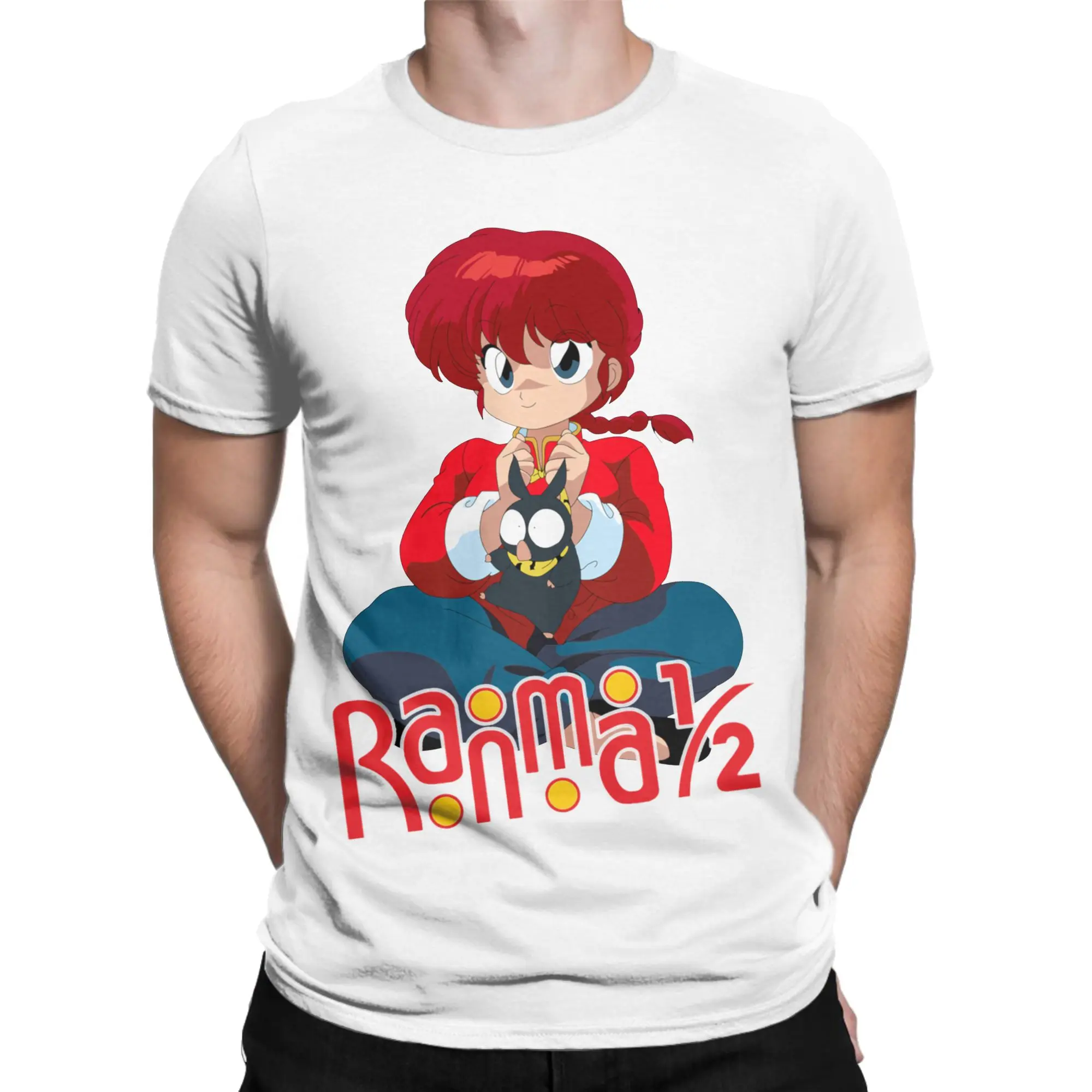 Camisetas para hombre Ranma 12, camiseta divertida de algodón puro, camiseta de manga corta con estampado de Anime Martial Pig, camisetas con estampado de Panda, ropa con cuello redondo, nueva