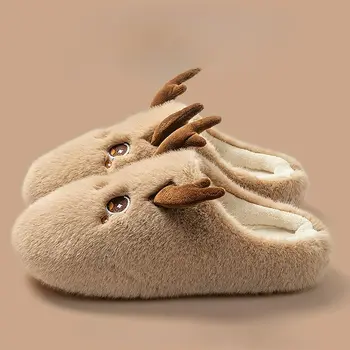 休閒毛絨拖鞋 女式家居可愛卡通設計師鞋 女孩平底時尚優雅毛絨冬季厚底鞋 家居 8 最佳銷售 女士毛絨拖鞋 - №8