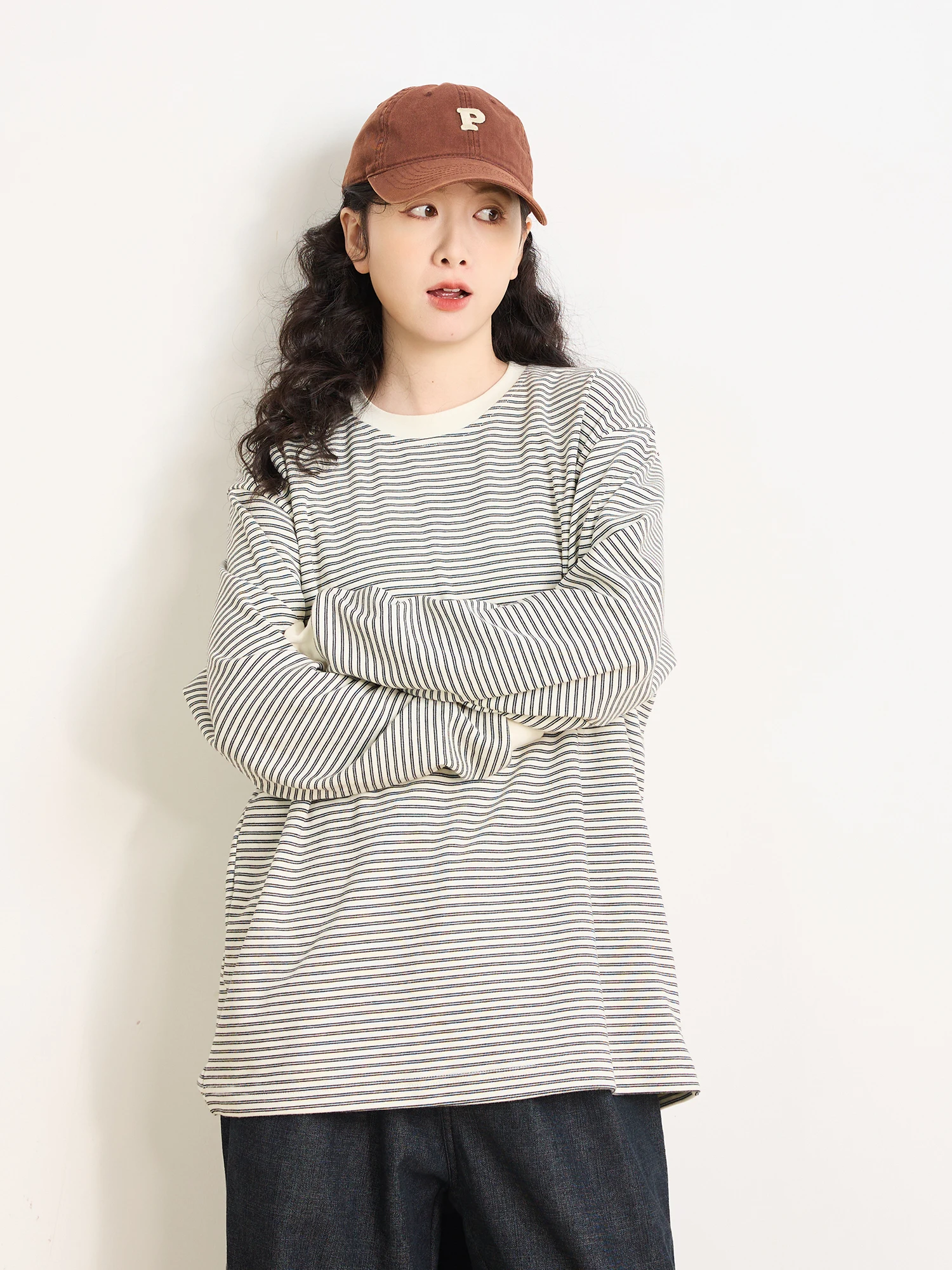 

Ретро-худи в полоску с цветными блоками, свободного кроя, с круглым вырезом, универсальный повседневный топ, модная уличная одежда, новинка весны