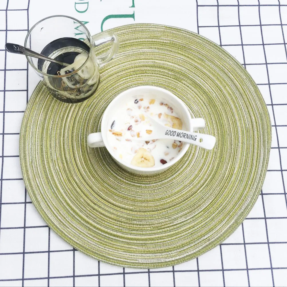 

35cm Round Dining Table Placemats Woven Heat-Resistant Antislip Kitchen Mats for Daily Use Bbq Thanksgiving Outdoor