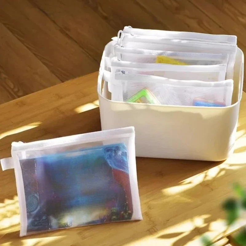 10PCS 장난감 보관 가방 빌딩 블록 하위 패키지 가방 어린이 작은 입자 지퍼 투명 메쉬 거즈 메쉬 가방 A4/A5/A6