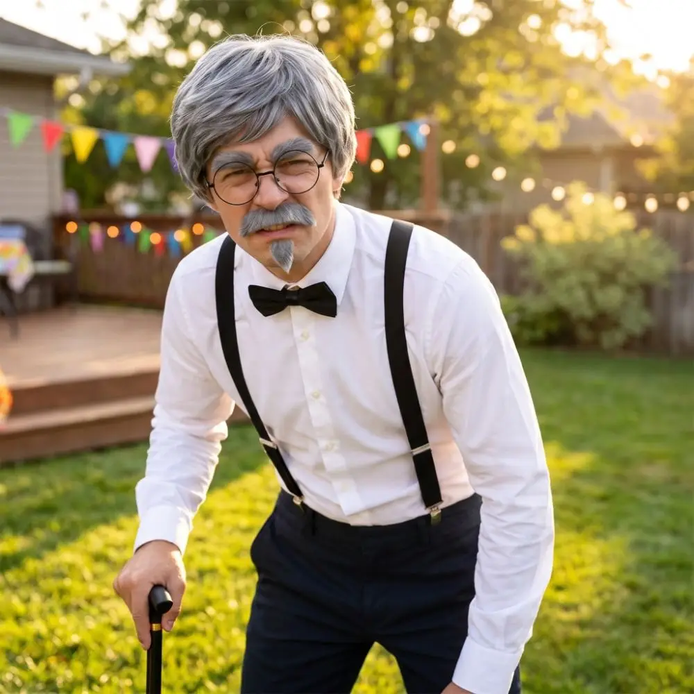Accessory Set Grandpa Costume Set Party Performance Role‑Play Props Cosplay Props Hat Glasses Suspenders Stage Performance