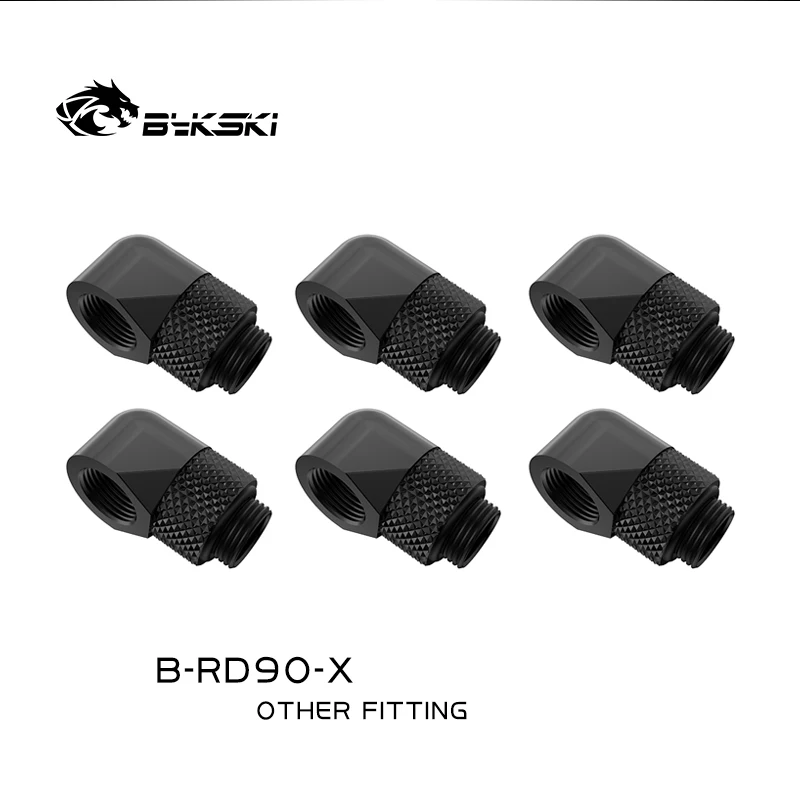 Bykski 6 sztuk/partia G1/4 ''45/90 stopni obrotowe złącze kompresyjne chłodzenie wodą kolanko adaptery mosiężne złącze/B-RD90-X/B-RD45-X