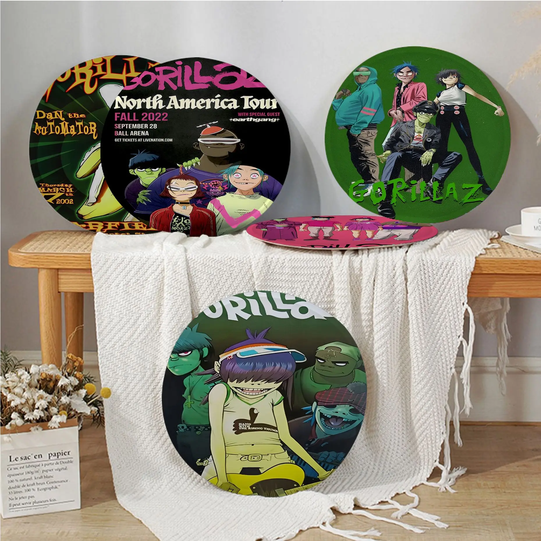 

Gorillaz Vintage Square Chair Cushion Soft Office Car Seat Comfort Breathable 45x45cm Cushions Home Decor