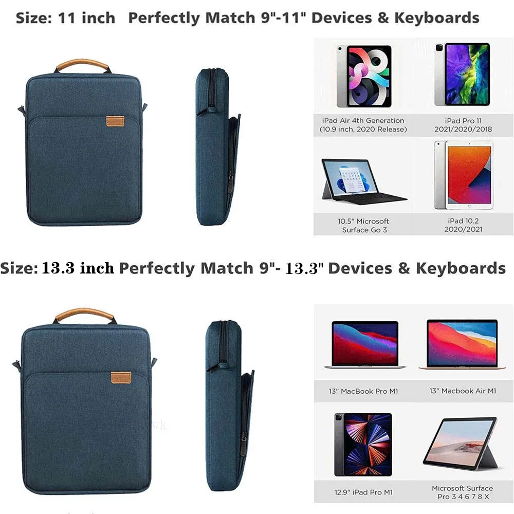 Laptop Sleeve Bag For iPad Pro 11 12 9 10th 10.2 9th 8th Air 5 4 Mini 6 Pouch Bag 13.3inch For Samsung Galaxy S7 fe/S8/S7 Plus