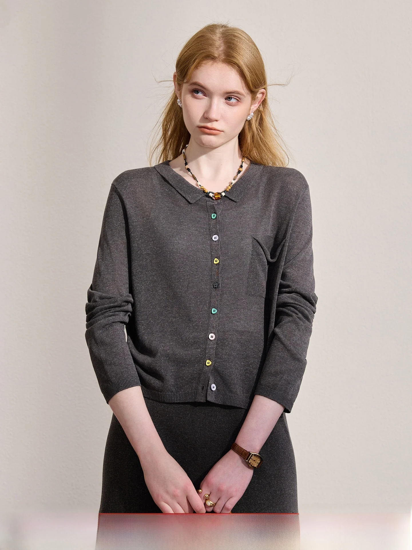 Serene Lenzing Linen Knitted Cardigan Thin Long Sleeve Air Conditioning Outerwear Comfortable Soft Korean Style Women's Sweater