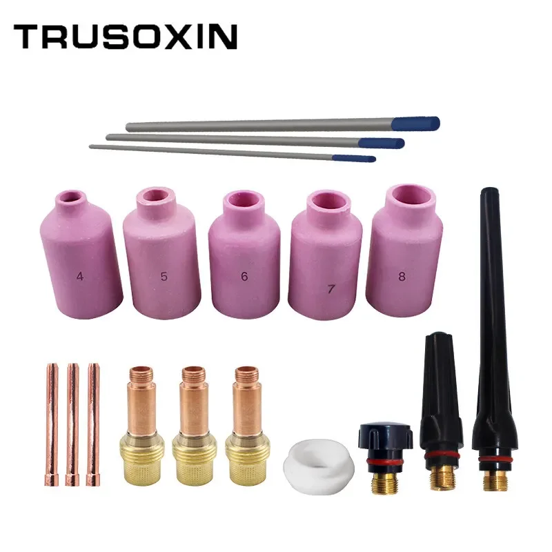 

18 pcs/batch TIG welding nozzle ring cover gas lens glass cup kit for WP17/18/26 welding accessories tool kit