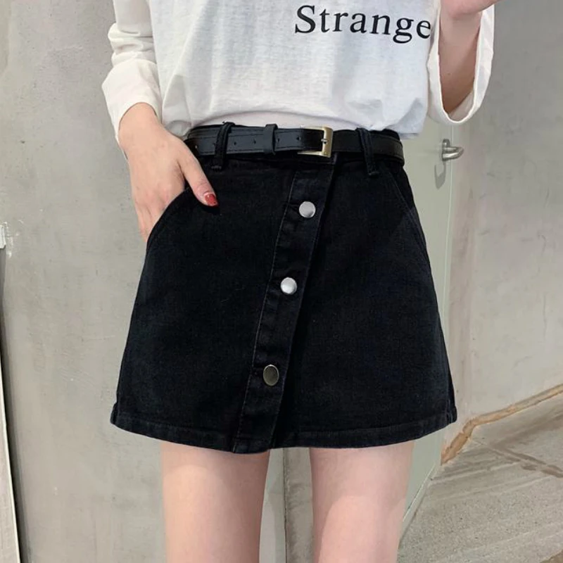 Shorts Women Summer Hot Korean Trendy High Waist A-line Single Breasted Femme Denim Short Skirts Vintage All-match Retro New 5XL