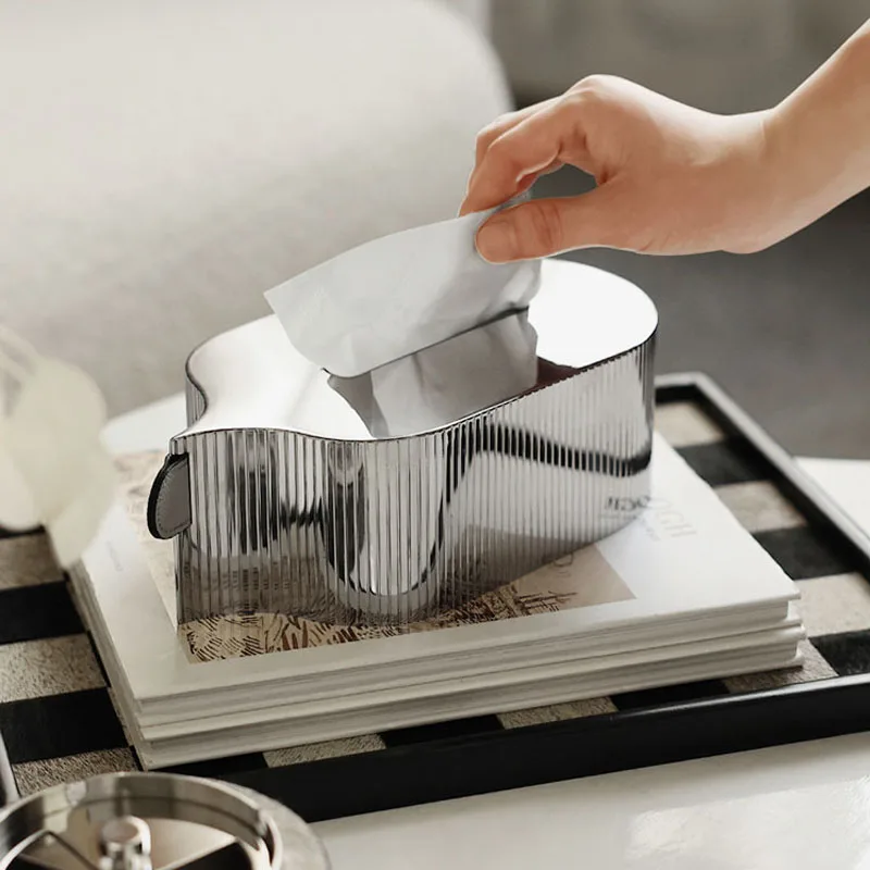 Modern Living Room Table Drawer Box Ornaments Bedroom Storage Decor Gotaffy Stainless Steel Striped Tissue Box porta tovaglioli