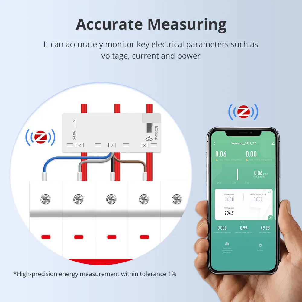 Zemismart 3 Phase 4 Wire Zigbee WiFi Smart Energy Meter 63A Power Monitoring Work with Tuya Smart Life Home Assistant