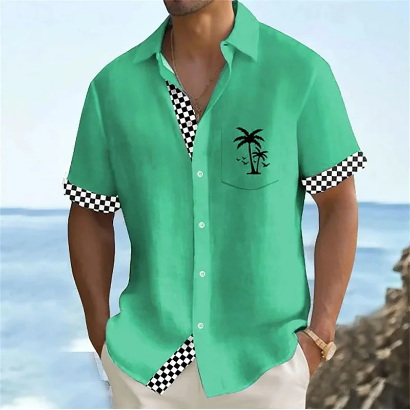 Men\'s shirt Hawaii 3D printing fashion casual comfortable lapel short-sleeved shirt XS-6XL fast delivery