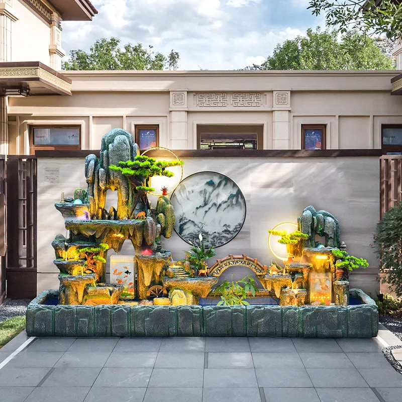 الجنينة في الفناء الخارجي، المناظر الطبيعية للمياه المتدفقة، زخرفة جدار ستارة الماء، شرفة الحديقة، زخرفة النافورة، الدورة الدموية #3