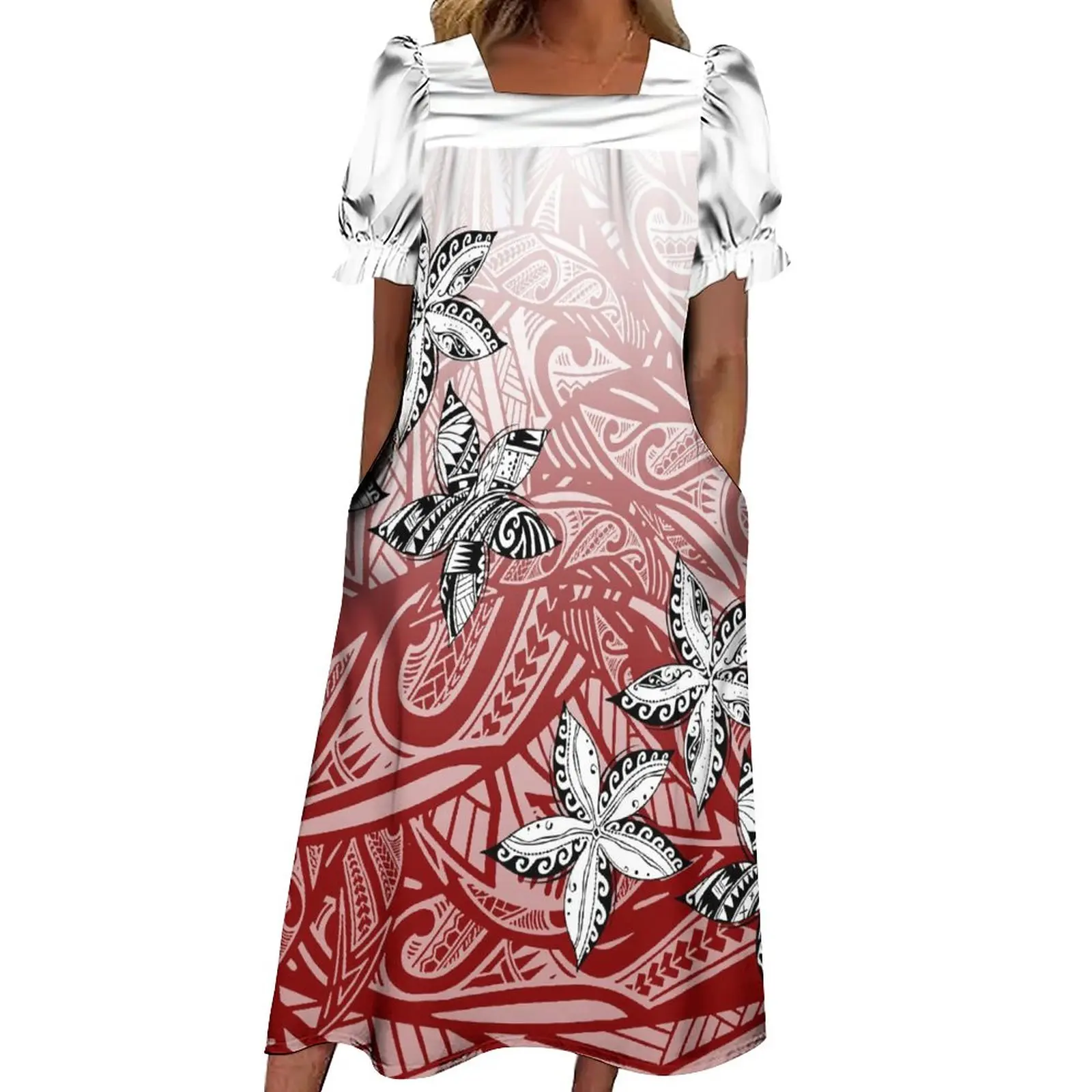 

Women's Clothing MUMU Long Dress Casual Loose Fitting Dress 2023 Summer Short Sleeved Women's Dress Custom Polynesia