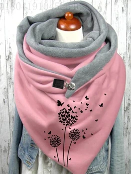 Pink Dandelions and Butterflies Warm Fleece Casual Scarf And Shawl for Women