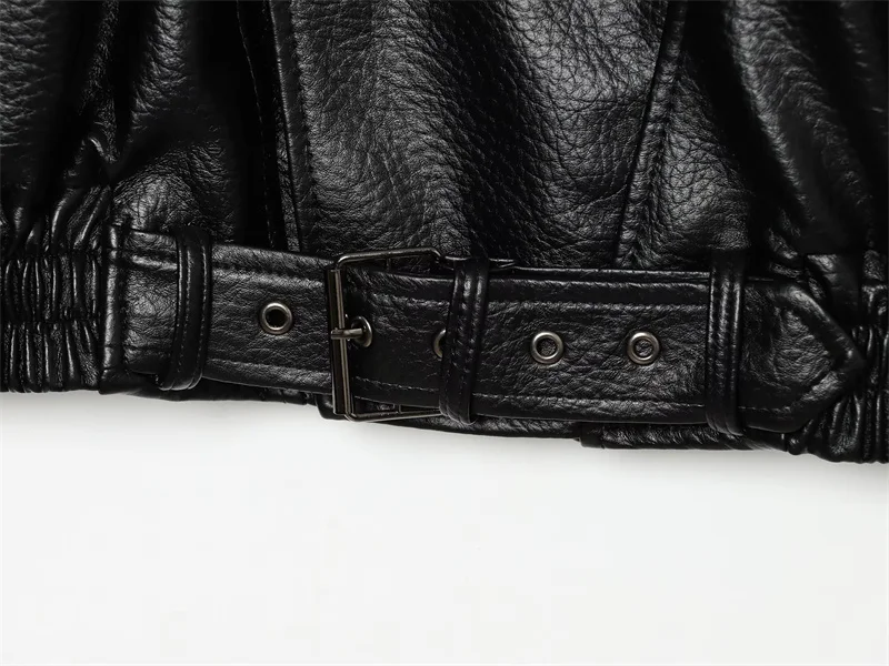Guobioziy 2026 Fall New Women's Jacket 2026 Fall New Release Loose Faux Leather Biker Jacket Parka European and American Style