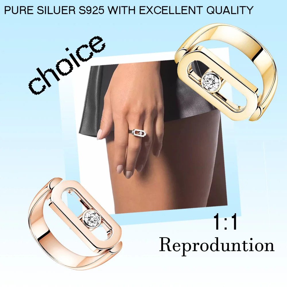 Flipped niche special pure silver s925 simple and personalized trendy women's ring IMPERIAL MOVE series