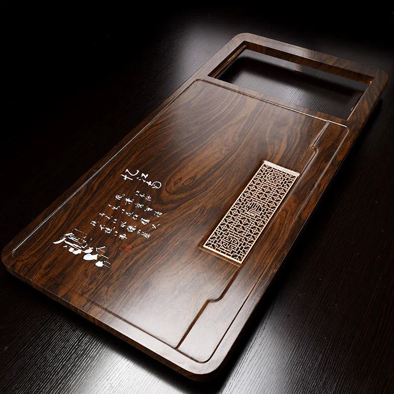 

Деревянный поднос для чая и еды, декоративный, для церемоний, сервировочный, для гостеприимства, с дренажем, с деревянными аксессуарами, посуда для чая