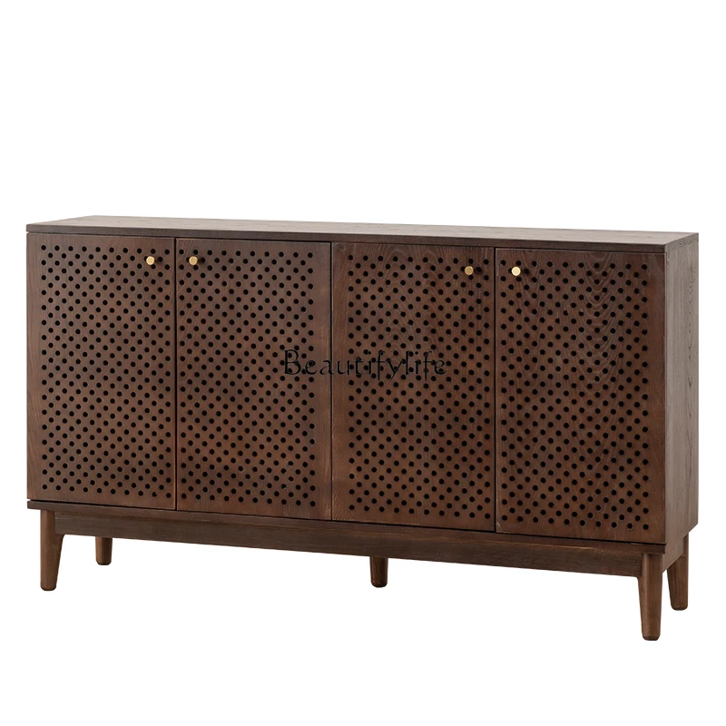 

Solid Wood Sideboard Simple Storage Modern Silent Natural Wind against the Wall Entrance Cabinet Storage