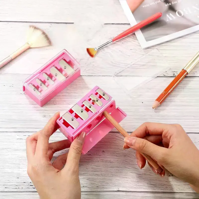 5 Holes Sharpener Multi-functional Pencil Sharpener With Lid For Eyeliner Lipliner Pencils