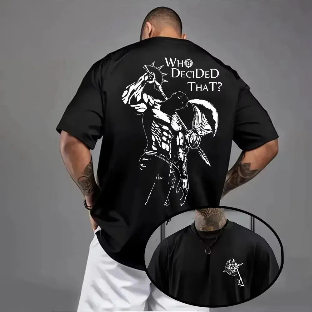 New Who Decided That? Warrior Print T Shirt Men’s and Women‘s Cotton Dark Gothic Streetwear 2026 Summer Casual Short Sleeve Tee