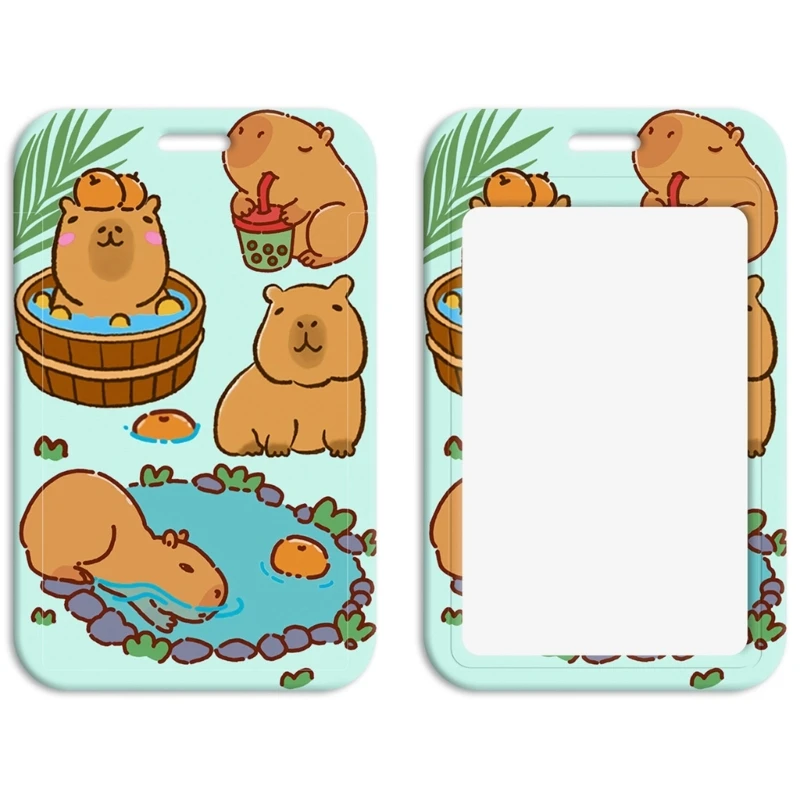 Capybara Lanyards with Keyring Cartoon Animal Card Holder Beautiful Neck Strap Badge Card Holder for Students Girls