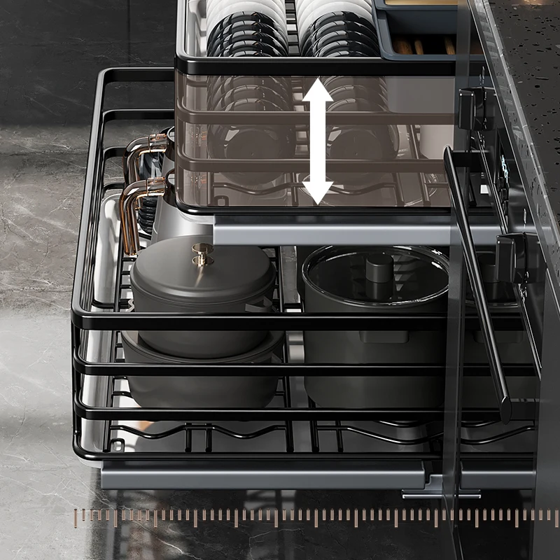 304 الفولاذ المقاوم للصدأ سلة سحب خزانة المطبخ التوابل درج مزدوج نوع طبق رف الشريحة السكك الحديدية وعاء تخزين سلة #2