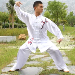 USHINE-uniforme de KungFu de manga larga para hombre y mujer, ropa de rendimiento de Tai Chi, blanco, azul, amarillo, Wushu, HX11