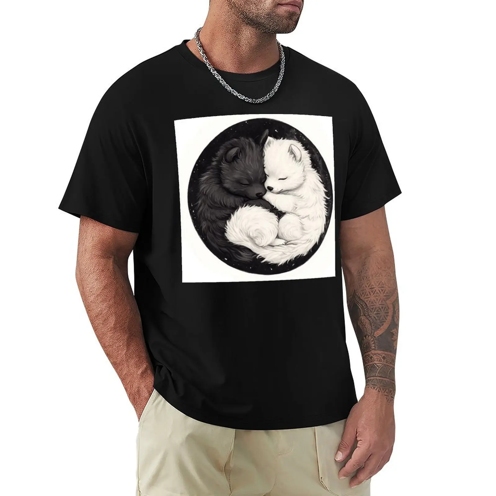 

Yin-Yang with Puppies T-Shirt Short sleeve tee T-shirts oversize man t shirt plain t shirts men