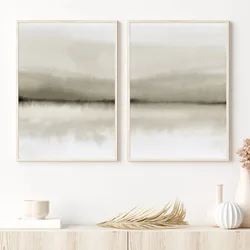Watercolor Neutral Beige Minimalist Abstract Landscape Poster Print Canvas Painting Modern Nature Wall Picture Living Room Decor