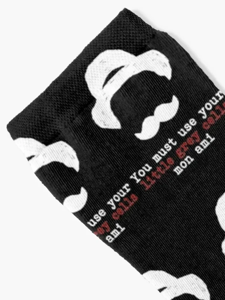 Agatha Christie Hercule Poirot Little Grey Cells Socks gift men cotton high quality Socks Women Men's