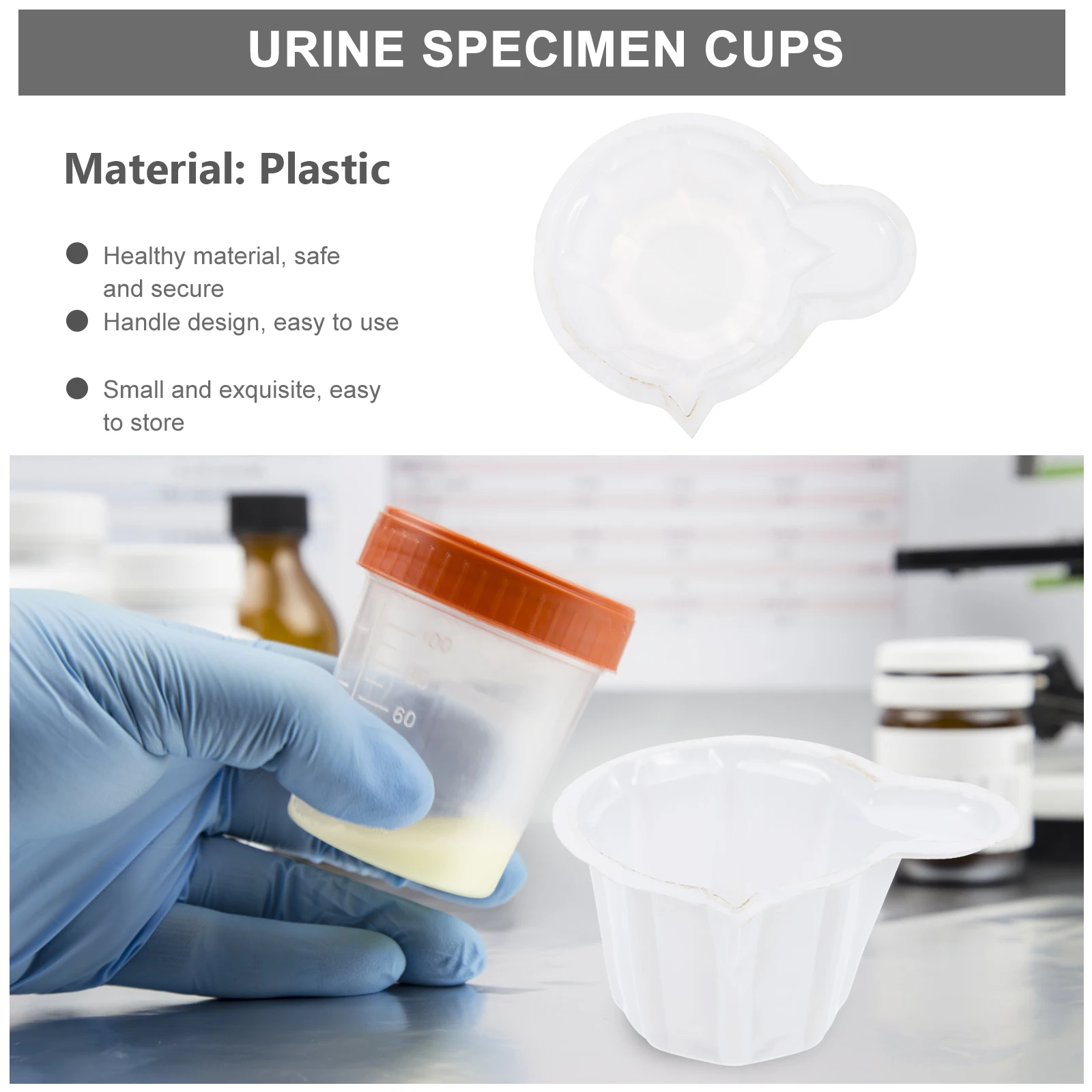 

1000pcs Disposable White Urine Holders With Handle Portable Pee Cups For Pregnancy Test Specimen Collection Medical Teaching