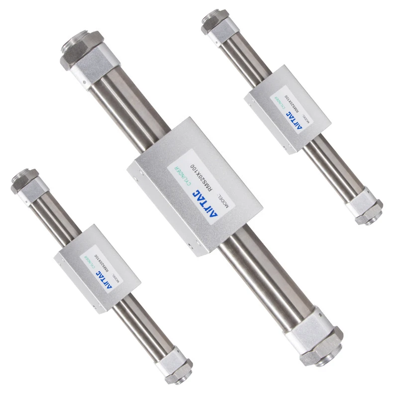 AirTAC RMS10/16/20/25/32/40  Magnetically Coupled Rodless Air Cylinder Adjustable Buffer, Long Stroke Pneumatic Linear Actuator