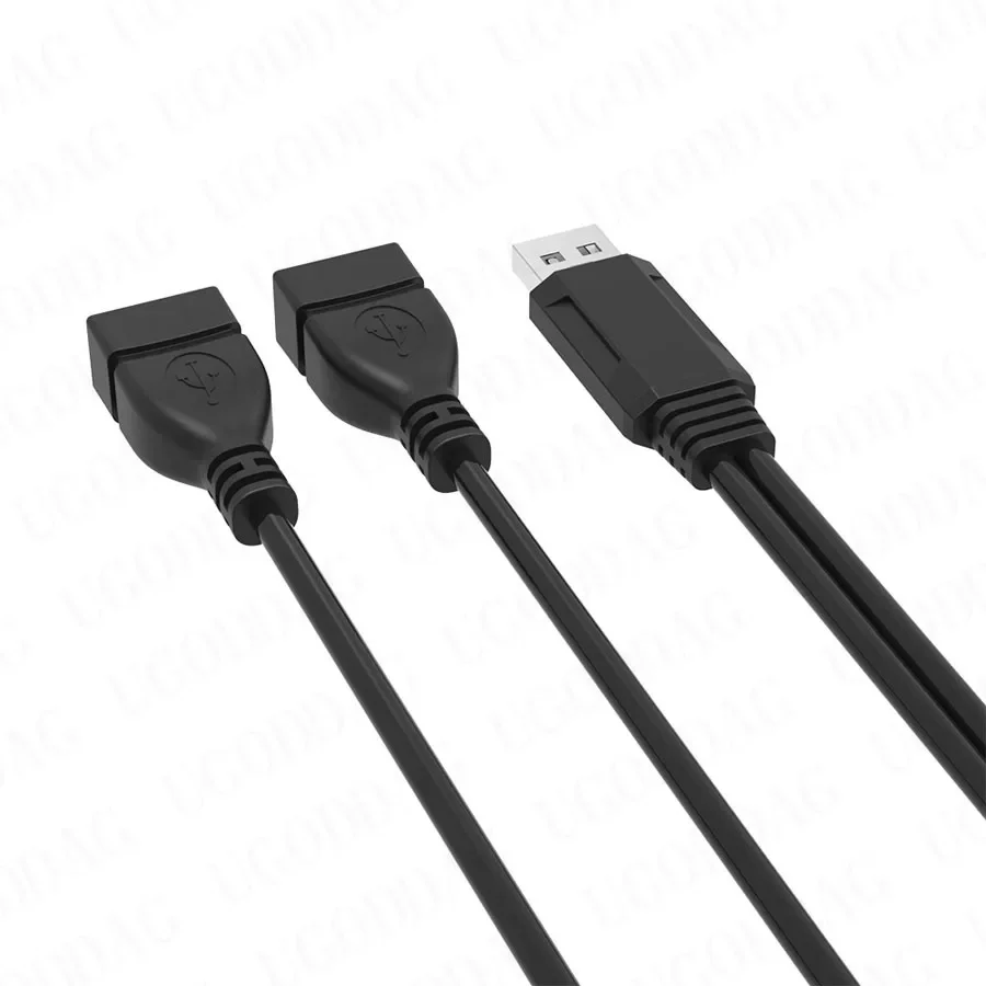 وصلة USB مزدوجة ذكر إلى 2 أنثى Y كابل محول الطاقة محول USB2.0 ذكر إلى 2 المزدوج USB أنثى Y الفاصل شاحن