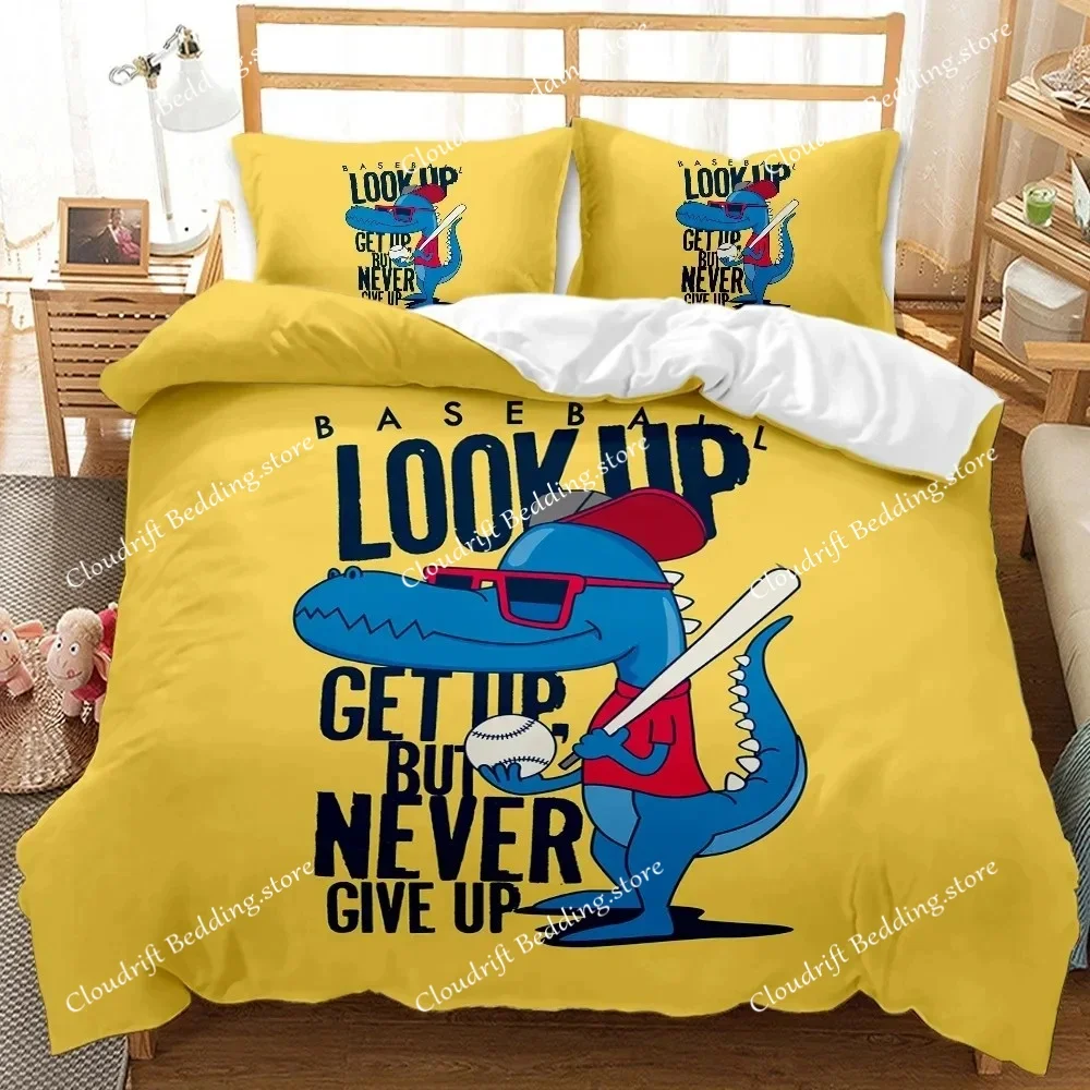 

Dinosaur Duvet Covers Pillowcases Set Polyester Lovely Pattern 3D Cartoon Quilt Cover Custom Bedding Set Queen Size