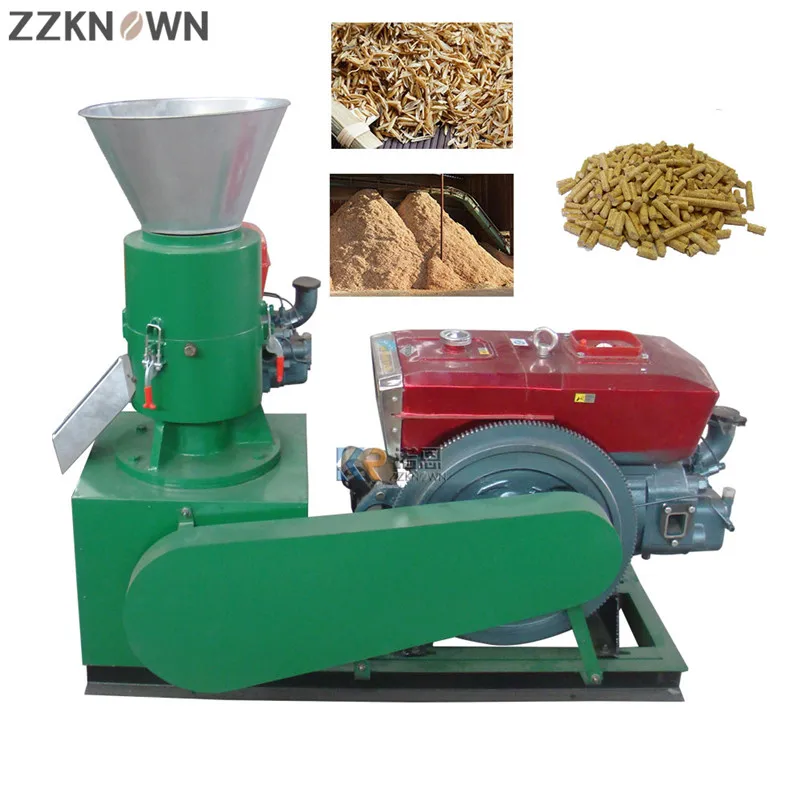 100-120KG/H Capacity Diesel Biomass Wood Pelletizer Animal Agriculture Feed Pellet Press Making Mill Machine