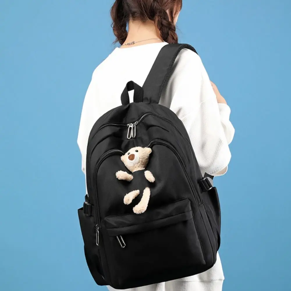 

Fashion Oxford Large Capacity Backpack Schoolbag Bear Doll Korean Style School Bag Solid Color Casual Knapsack Girls