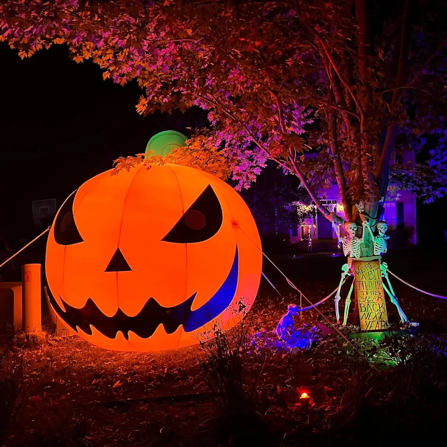 Giant 12Ft Halloween Inflatables Pumpkin Decorations, Extra Large Halloween Blow Up Yard Decorations with 370W Waterproof Air Bl