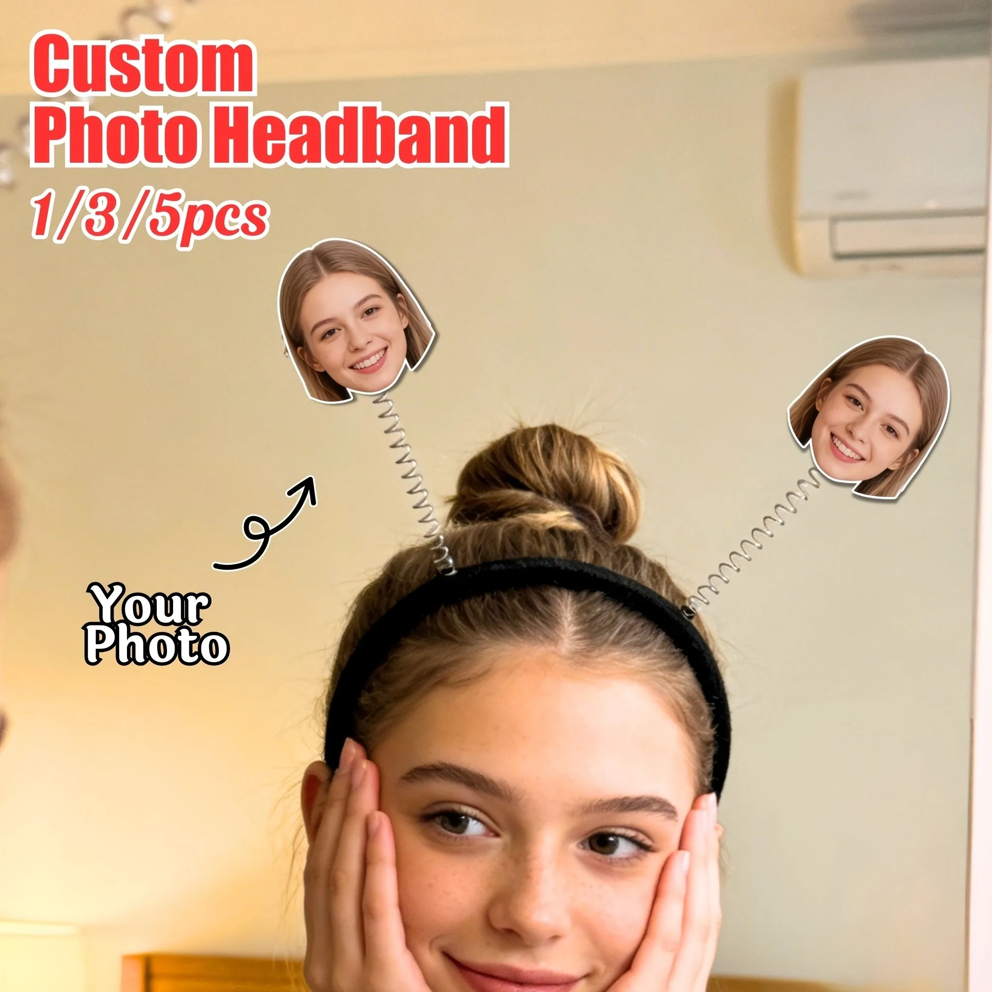 Customizable Spring Headband with Profile Picture Upload Fea