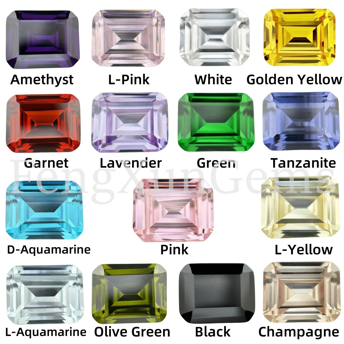 3X5~13x18mm Emerald Shape Step Cut 15 colors Green Blue Red Cubic Zirconia Stone Rectangle Loose CZ  Gems Beads For Jewelry