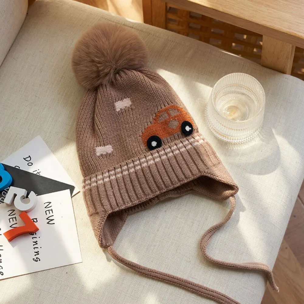 

Warm Covering Yarn Boy Bonnet Dinosaur Cartoon Children Knitted Hats Warm Cute Newborn Hat