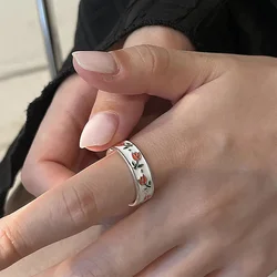 Кольцо Женское Enamel Tulip Flower Rings For Women Fashion Simple Adjustable Opening Finger Ring Light Luxury Party Jewelry