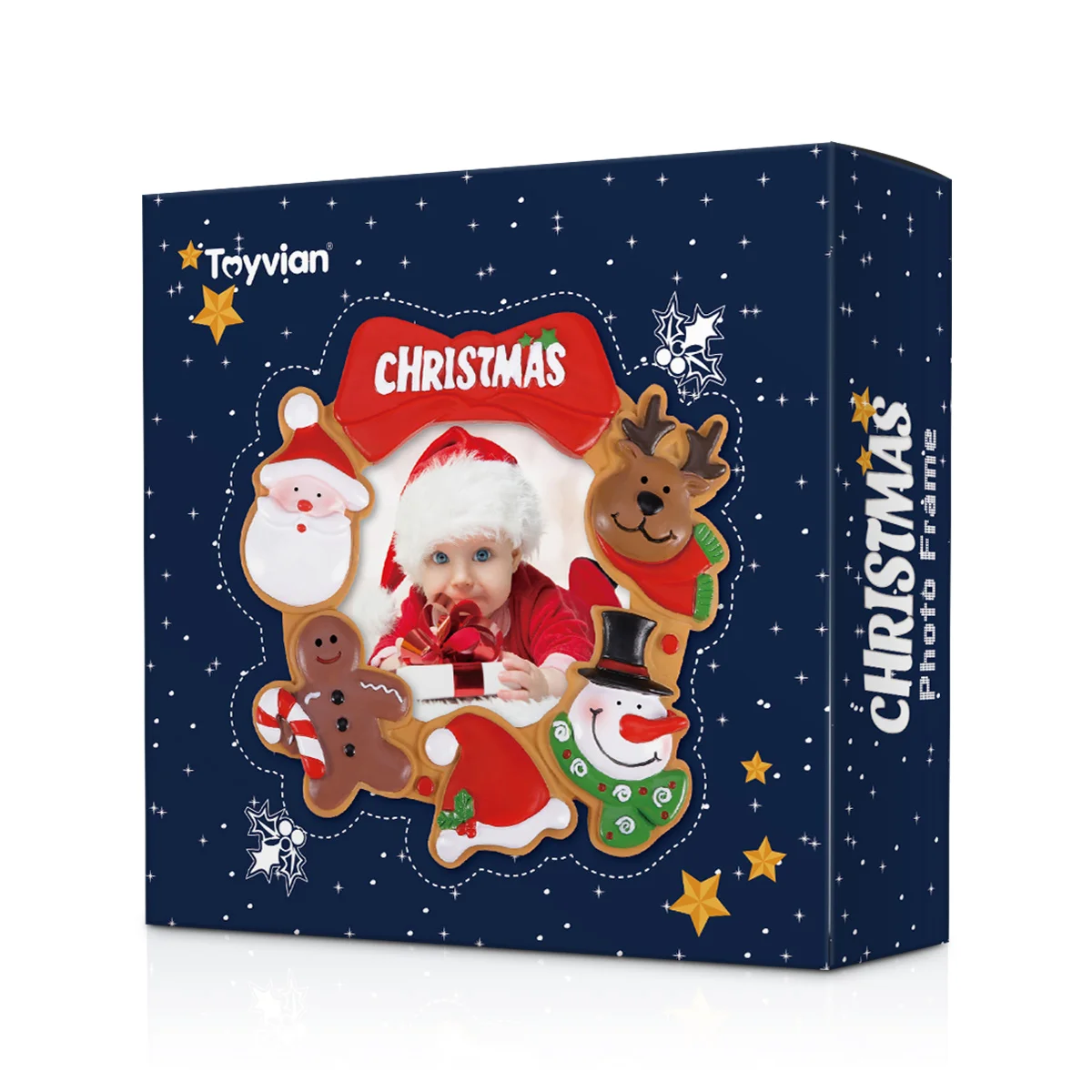 

Festive Resin Christmas Frame Ornament for Family Photo Holiday Keepsake Decor Mantle Display Xmas Party Personalized Decoration