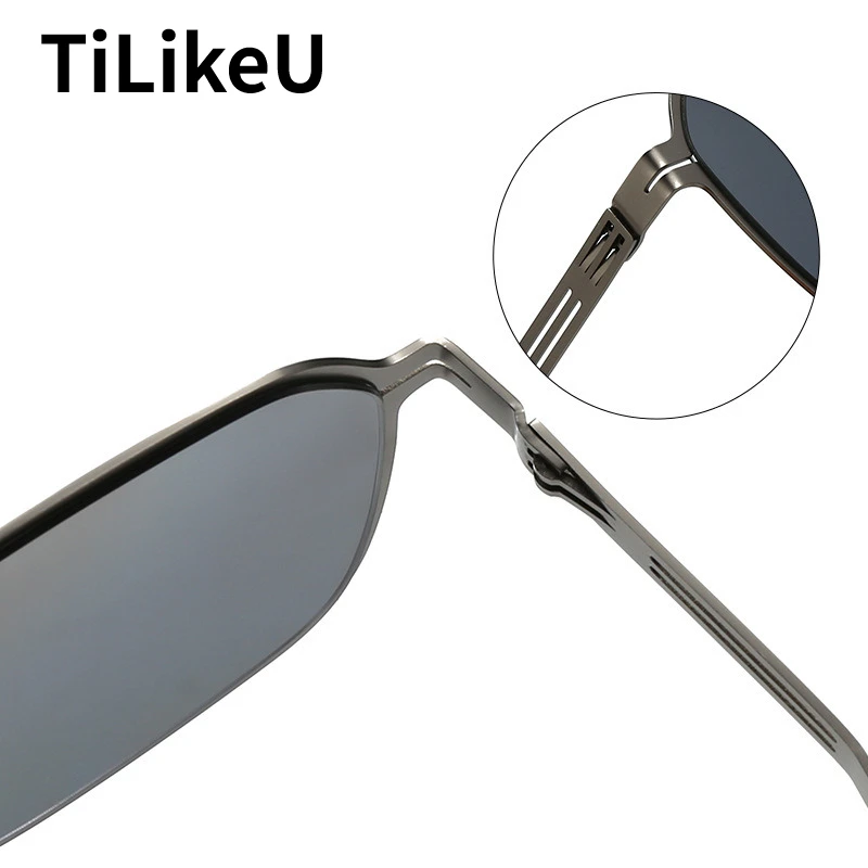Polarized Sunglasses Ultra Light Stainless Steel Double Beam Screwless Men Outdoor Fishing UV Protective Glasses Male Sunglasses