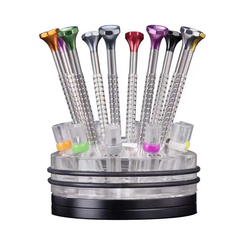 Nouveau jeu de tournevis de précision support rotatif avec tournevis en acier inoxydable pour téléphone portable ordinateur portable lunettes montre outil de réparation