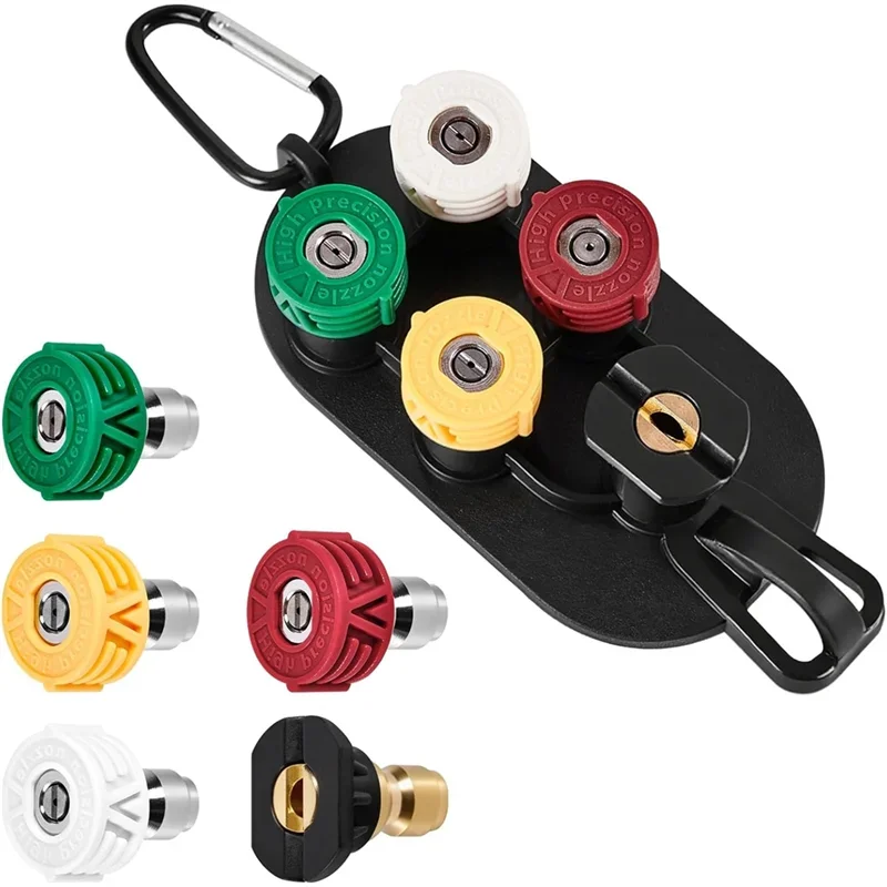 Pressure Washer Tips 5-Pack 1/4 Inch Quick Connect ,Multi-Degree Nozzle Set With Holder - Power Washer Accessories